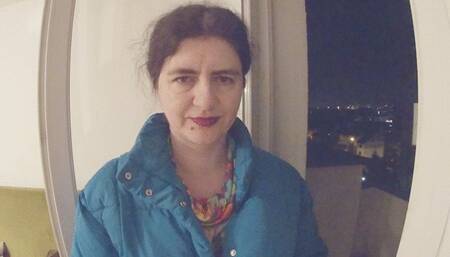 Violet lips, smoking bubbles, smoke into your face and spit