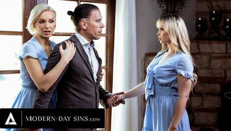 MODERN-DAY SINS - Kenzie Taylor Surprises Husband With Younger Lookalike Lilly Bell! HOT THREESOME!