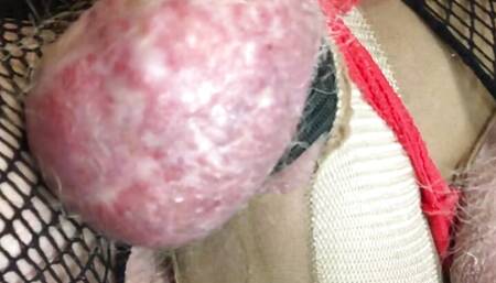 Clint Cumin- wheelchair bound slave whips self with anal