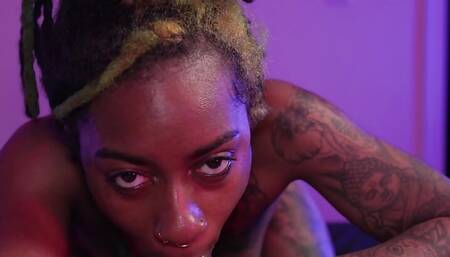Petite black girl gets fingered then shows her amazing throat skills