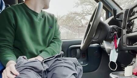 Young Guy Masturbates in the Work Truck - Anguish Gush