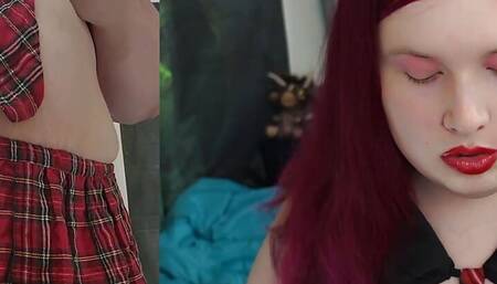 Fat Shemale Pinky Masturbates Huge Dick  Closeup Cum then Cumeating