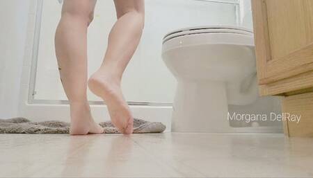 Using The Toilet With Feet Closeups