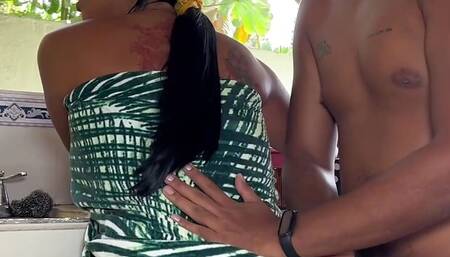 Fucking my hot stepmom after breakfast. English subtitles