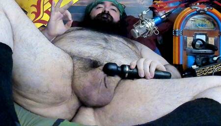 Chubby-Bear: Vibrates his Micro-Clit with Domi 2, Wand & Gyrates + Rolls Hips, During.