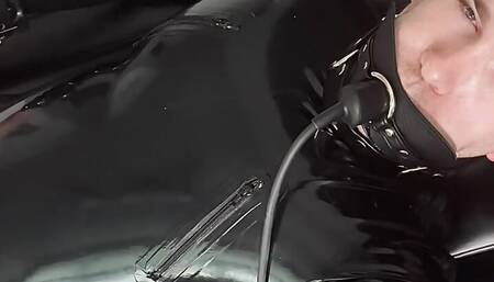 Hairy Rubber Guy Explodes Cum While Stuffed With Inflatable Gag