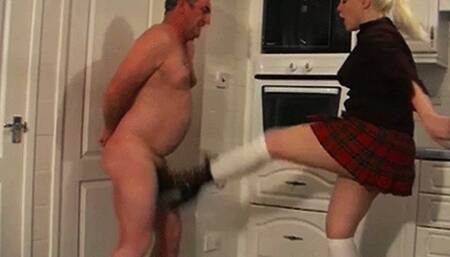 BALL KICKING NAKED - MISTRESS INSANE & RAT BOY - MP4 Clip