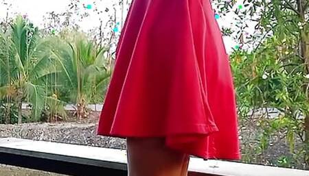 Dress up, sit and show horny.