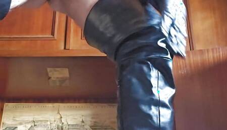 Touching Myself With Women's Gloves And Sexy High Boots
