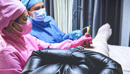 Sadistic Nurses Sounding Tied Up Patient
