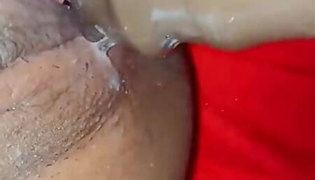 Fucking my self with a  huge brown dildo