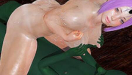 Shion and goblin cowgirl in dungeon hentai