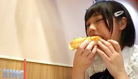 A Japanese woman with a cute face, blow job and creampie sex for the first time with shaved pussy uncensored