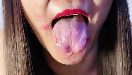 JOI sloppy asian tattoed spit and tongue fetish play