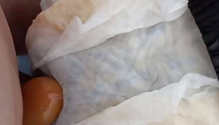 Solo Wet diaper sex with condom