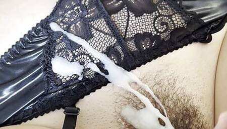 My lover cum on  my hairy pussy