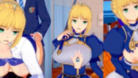 [Hentai Game Koikatsu! ]Have sex with Fate Big tits Artoria Pendragon.3DCG Erotic Anime Video.