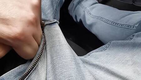 My small cock in the car