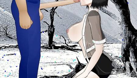 Rukia Kuchiki worships a huge cock with wet sloppy intense deepthroating until her face is drenched in cum - SDT