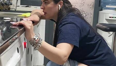pee and farting a lot in the kitchen