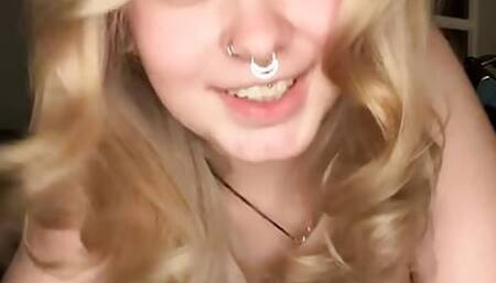 Cute blonde pleasures herself