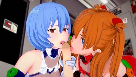 Asuka and Rei give a blojob in POV : Neon Genesis Evangelion 3D Hentai Parody