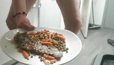 cooking wearing high heels