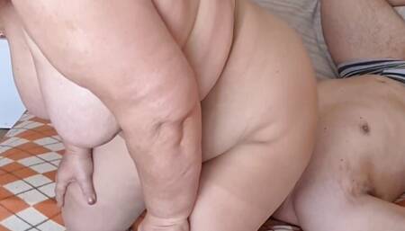 Big granny wih pantyhose does face sitting. Her huge tasty ass, omg !