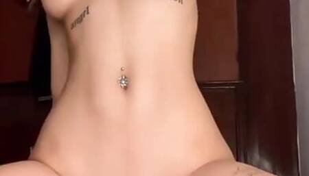 Latina Teen rides her big dildo until her petite body shakes!