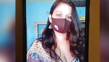 Telugu aunty video call for step brother dirty talking with boobs showing sucking