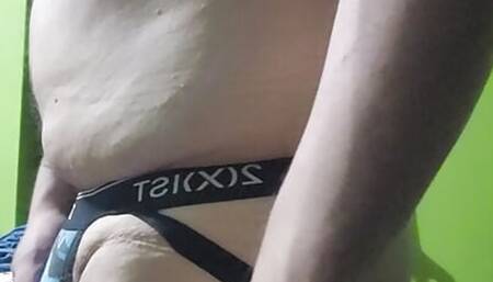 Chubby trying jockstrap