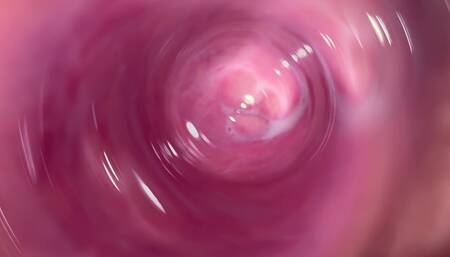 Camera inside my tight creamy pussy. Internal view of my horny vagina