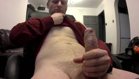 Kudoslong in just a top wanks his hard hairy cock till he cums over his crotch