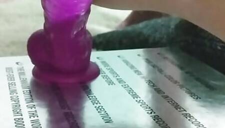 Horny girl rides creamy dildo