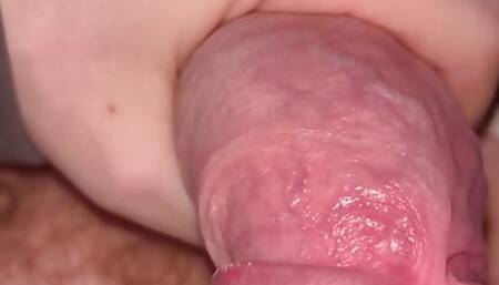 Jerking my thick cock slow and close up