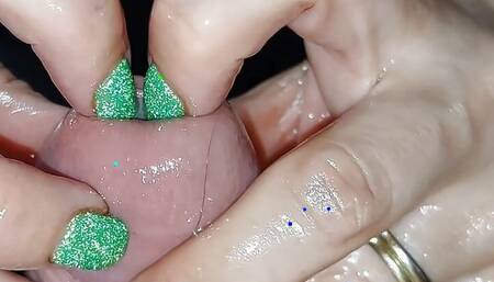 Nails insertion to peehole and cumshot