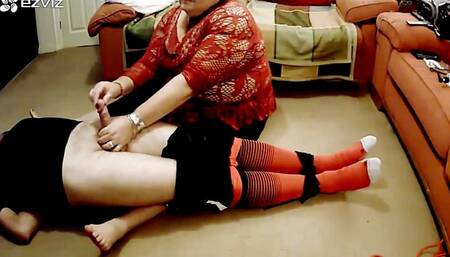 Footballer cock torment-cam 2-BBW domination,BBW Bondage,man in bondage,male bondage,man tied up,bound and gagged man,football kit,soccer kit,socks,amateur,handjob,spanking,spanked,hogtied,hogtie,feet tickling,post orgasm torment,post cum play,gay bondage