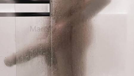 Playing with my Monster Cock in the Shower