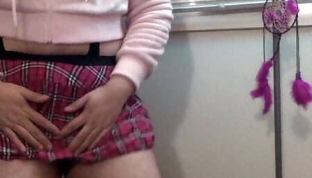 crossdresser in gfs clothes uses her dildo