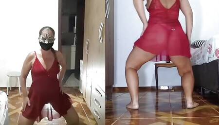 STRIPTEASE, RED LINGERIE SET PANTIES AND SWEATER, full video only for subscribers of my faphouse fan club