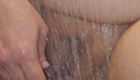 Bbw wife fucking herself in shower.