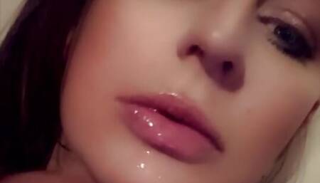 Dany Storm fucks herself with giant dildo and deepthroats