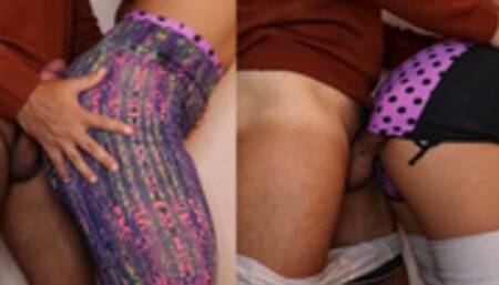 Persistent Perverted Guy gets Assjob from Hot Latina in Leggings and She let him Fuck her Shorts!