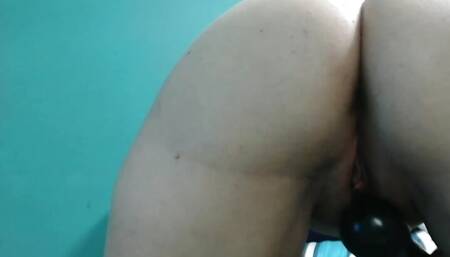 Bent over using wand vibrator on my wet juicy pussy lips