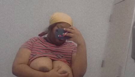 Watch me play with my big tits at work