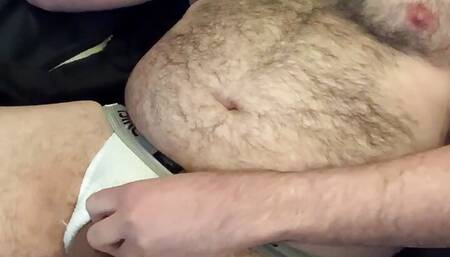 Rugby cub jerksoff his thick uncut cock