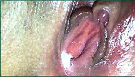Big clit closeup, creampie and many orgasms