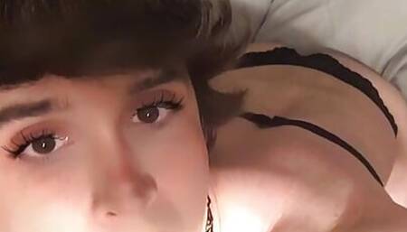 Cute Crossdresser In Black Panties and Bra