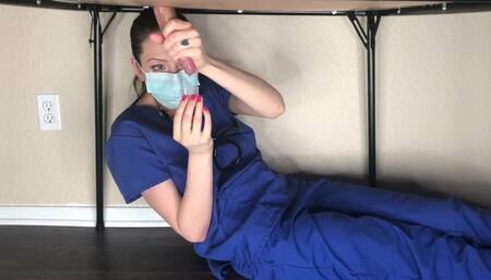 Milking Table-Nurse Mandy Collects Pre Cum Semen Sample For Covid19