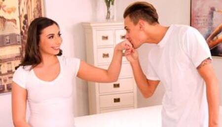 Sensual brunette babe with small tits Carla Crouz jumps on a big dick